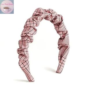 J. Crew Scrunchie Headband Plaid Pink Burgundy